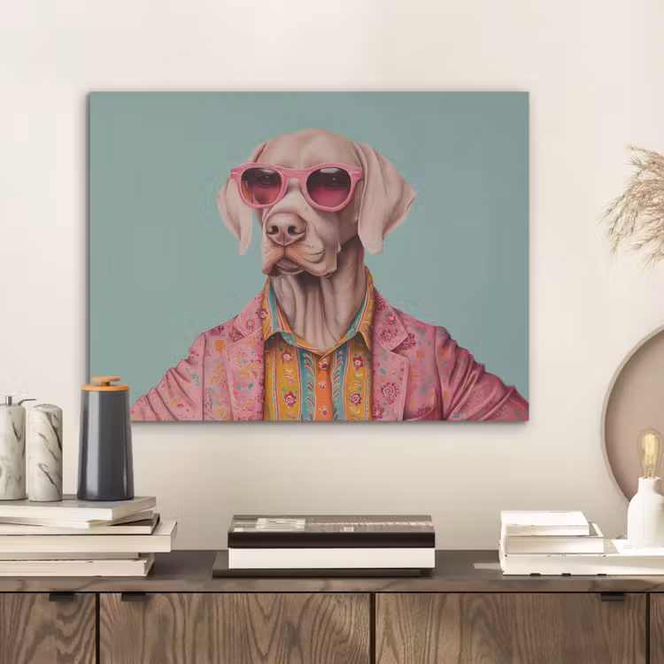 Hond - Overhemd - Bloemen - Bril PET vilt klein -sfeer1