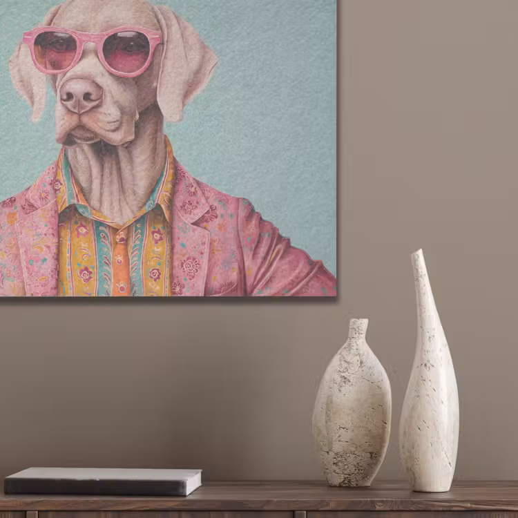 Hond - Overhemd - Bloemen - Bril PET vilt klein -sfeer6_closeup