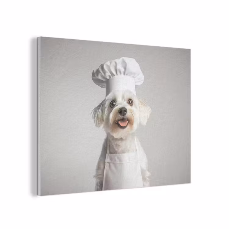 Hond - Wit - Kok PET vilt klein -3d