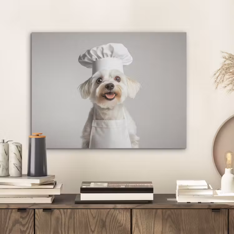 Hond - Wit - Kok PET vilt klein -sfeer1