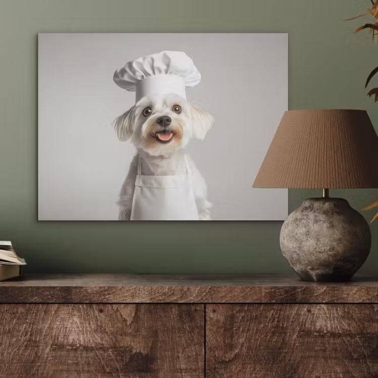Hond - Wit - Kok PET vilt klein -sfeer2