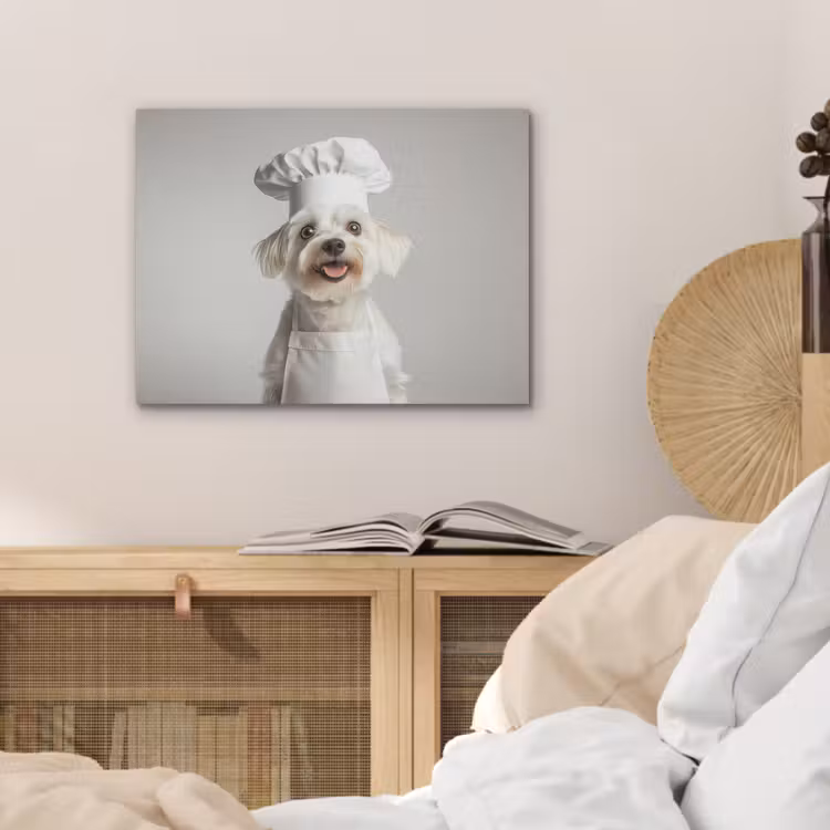 Hond - Wit - Kok PET vilt klein -sfeer3