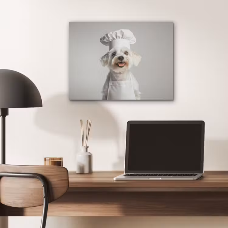 Hond - Wit - Kok PET vilt klein -sfeer5
