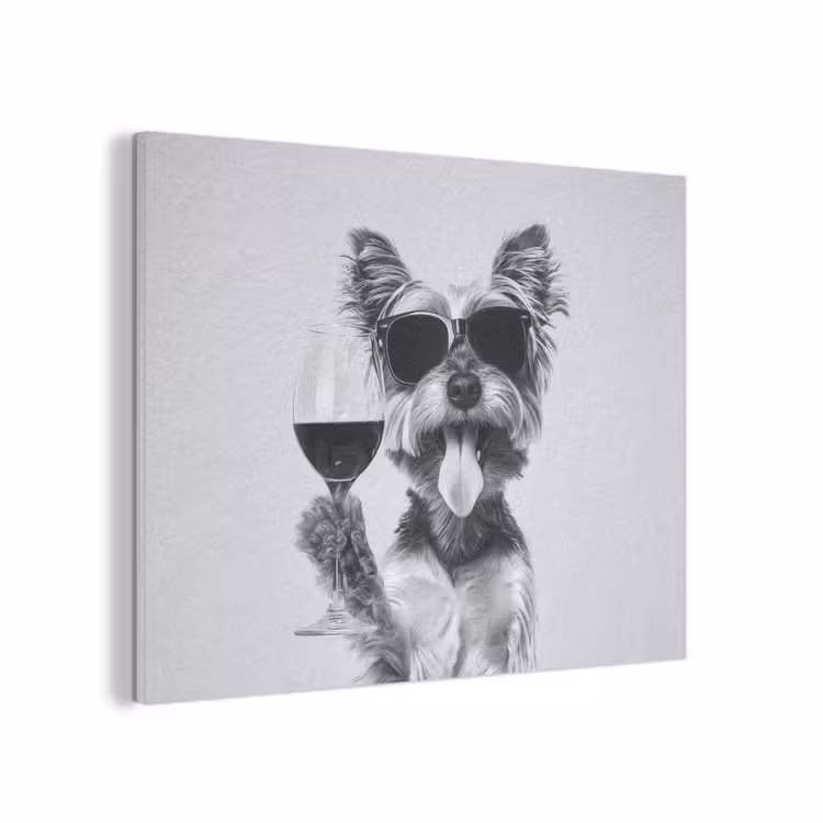Hondje - Wijnglas - Zonnebril - Enthousiast PET vilt klein -3d