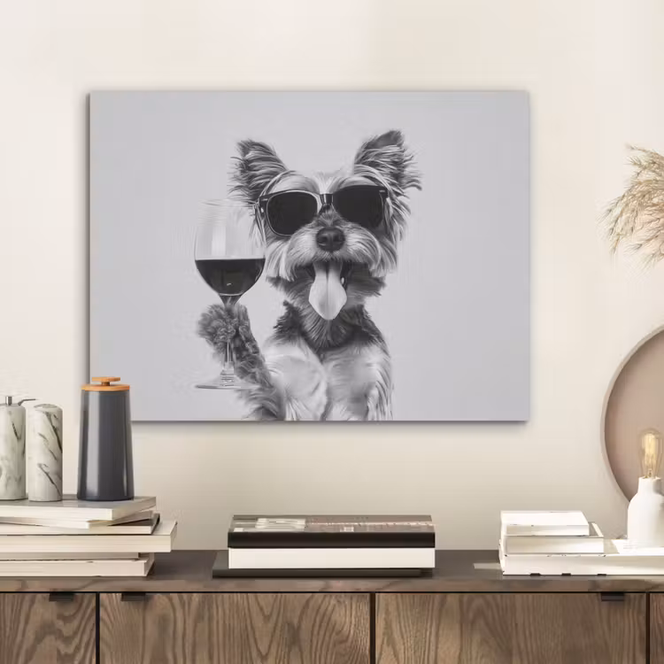 Hondje - Wijnglas - Zonnebril - Enthousiast PET vilt klein -sfeer1