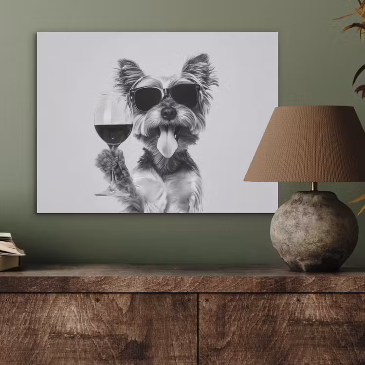 Hondje - Wijnglas - Zonnebril - Enthousiast PET vilt klein -sfeer2