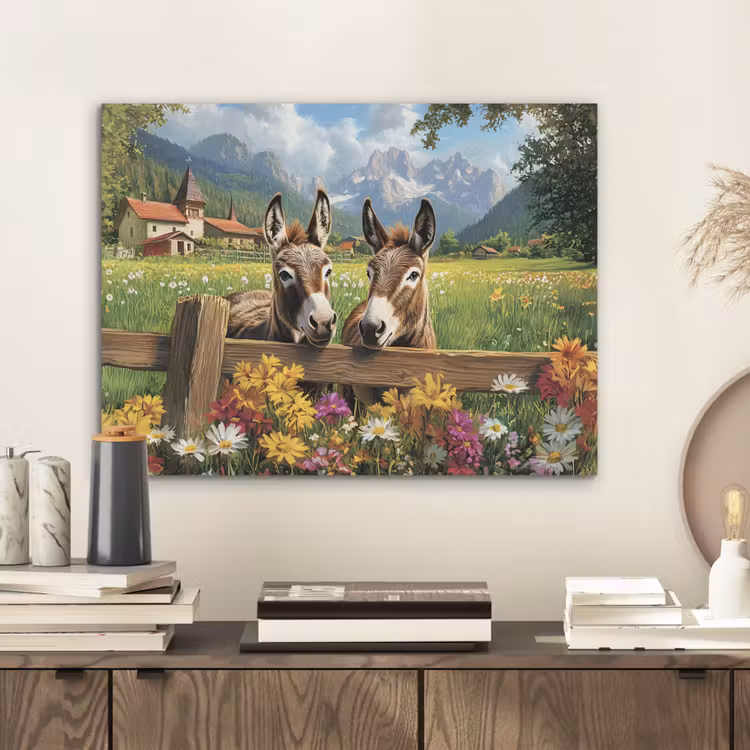 Ezels - Bloemen - Zomers PET vilt klein -sfeer1
