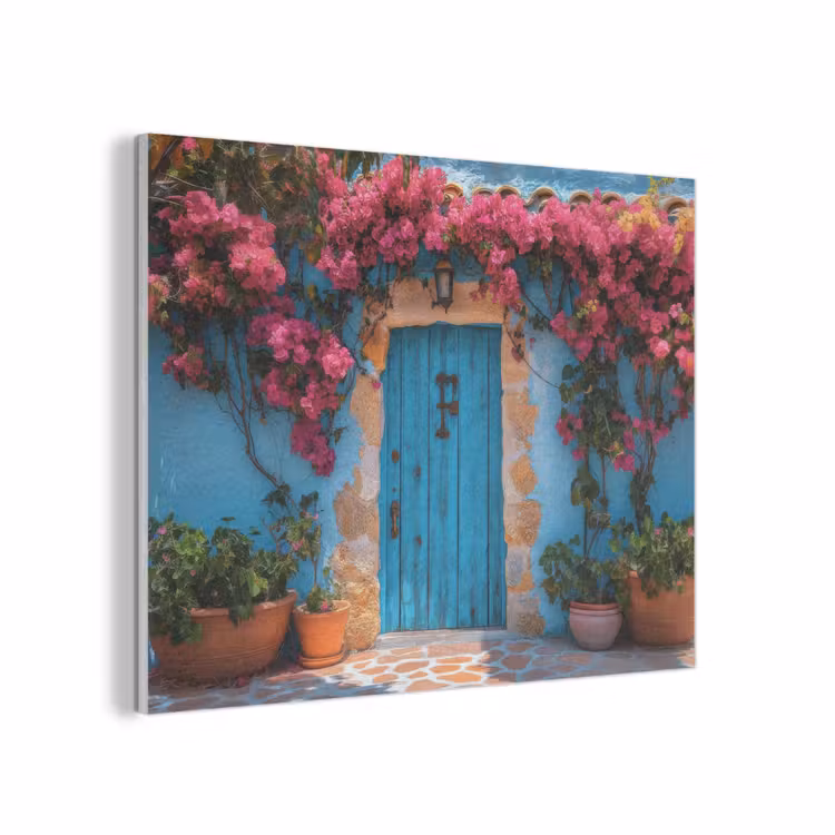 Deur - Hout - Bloemen - Blauw PET vilt klein -3d