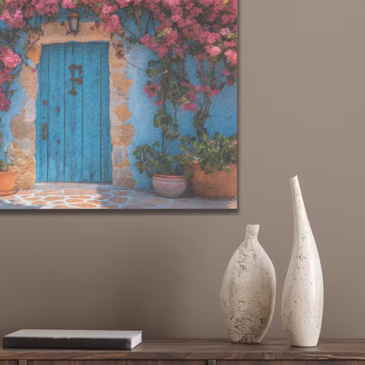 Deur - Hout - Bloemen - Blauw PET vilt klein -sfeer6_closeup