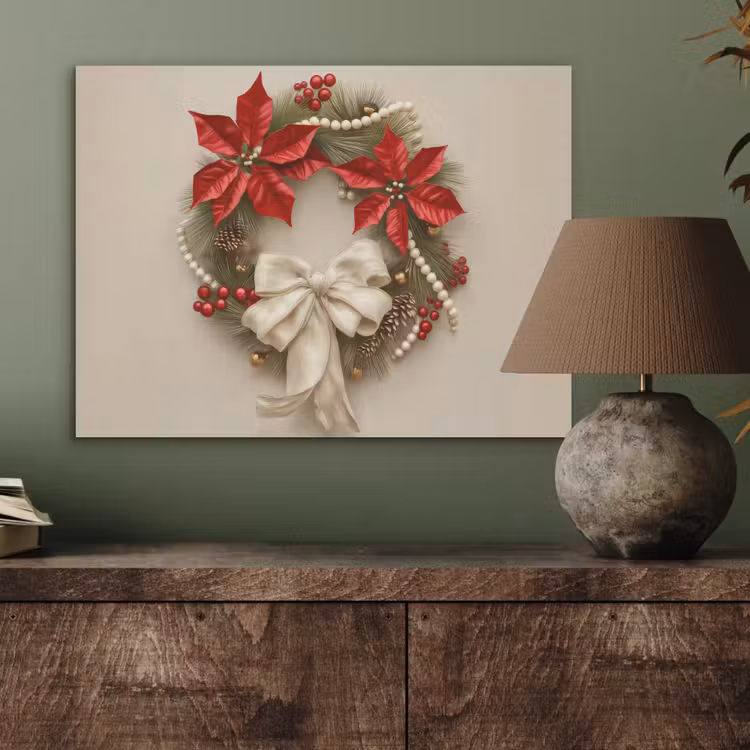 Deurkrans - Strik - Kerst - Rood - Groen PET vilt klein -sfeer2