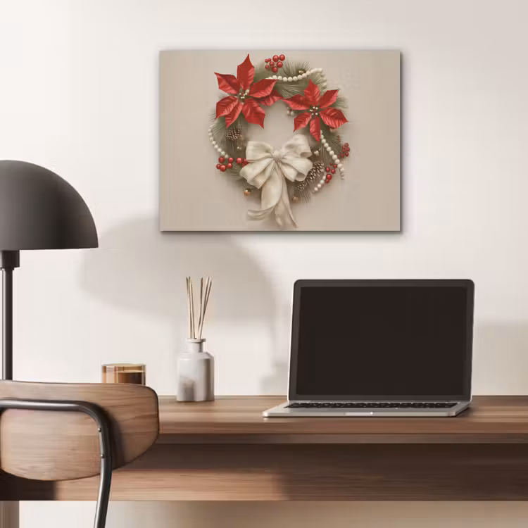 Deurkrans - Strik - Kerst - Rood - Groen PET vilt klein -sfeer5