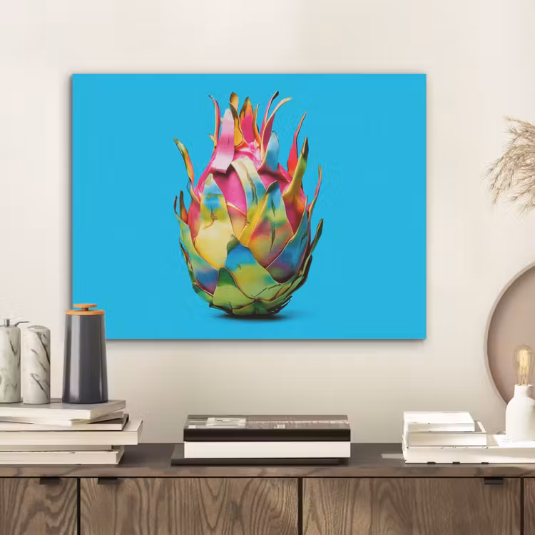 Drakenfruit - Blauw - Levendig PET vilt klein -sfeer1