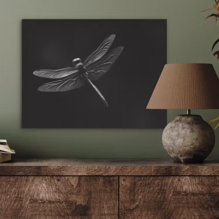 Libelle - Dieren - Zwart - Insect PET vilt klein -sfeer2