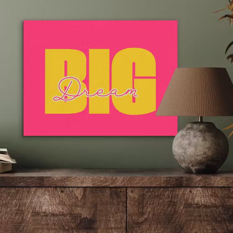 Dream big - Roze - Geel - Minimalistisch PET vilt klein -sfeer2