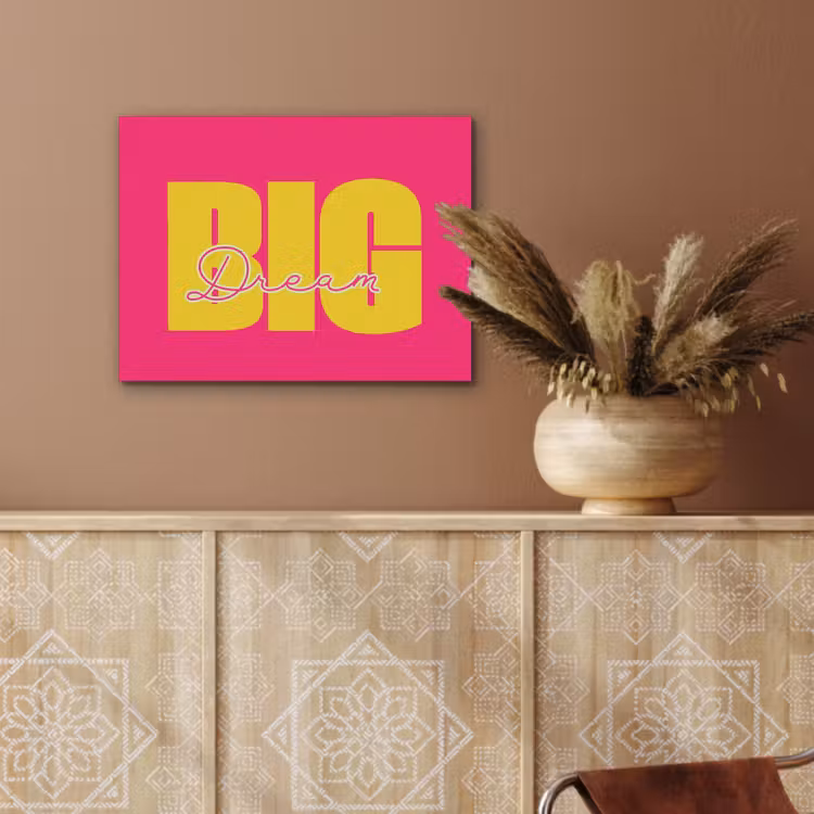 Dream big - Roze - Geel - Minimalistisch PET vilt klein -sfeer4