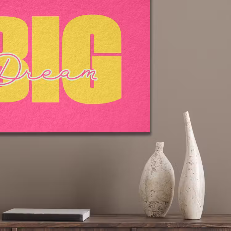 Dream big - Roze - Geel - Minimalistisch PET vilt klein -sfeer6_closeup