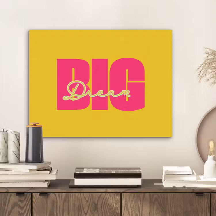 Dream big - Geel - Roze PET vilt klein -sfeer1