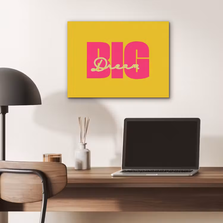 Dream big - Geel - Roze PET vilt klein -sfeer5