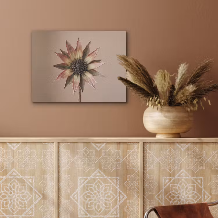 Droogbloem - Protea - Vintage - Beige - Rustiek PET vilt klein -sfeer4