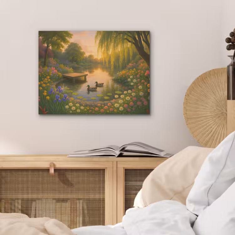 Eenden - Vijver - Bloemen PET vilt klein -sfeer3