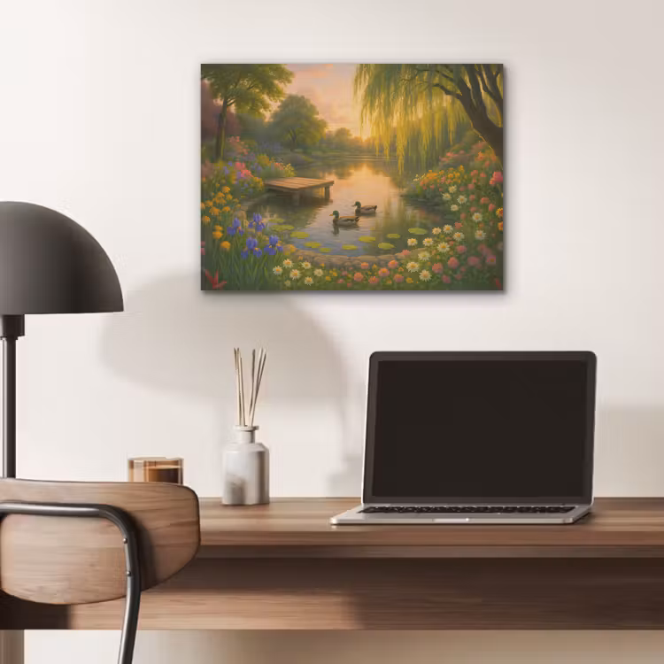 Eenden - Vijver - Bloemen PET vilt klein -sfeer5