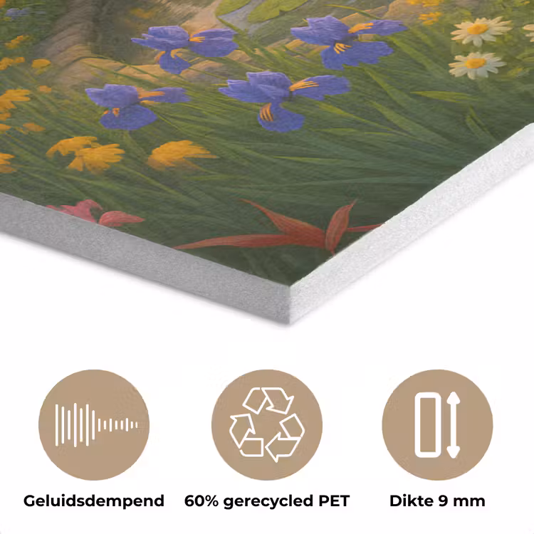 Eenden - Vijver - Bloemen PET vilt klein -closeup_NL
