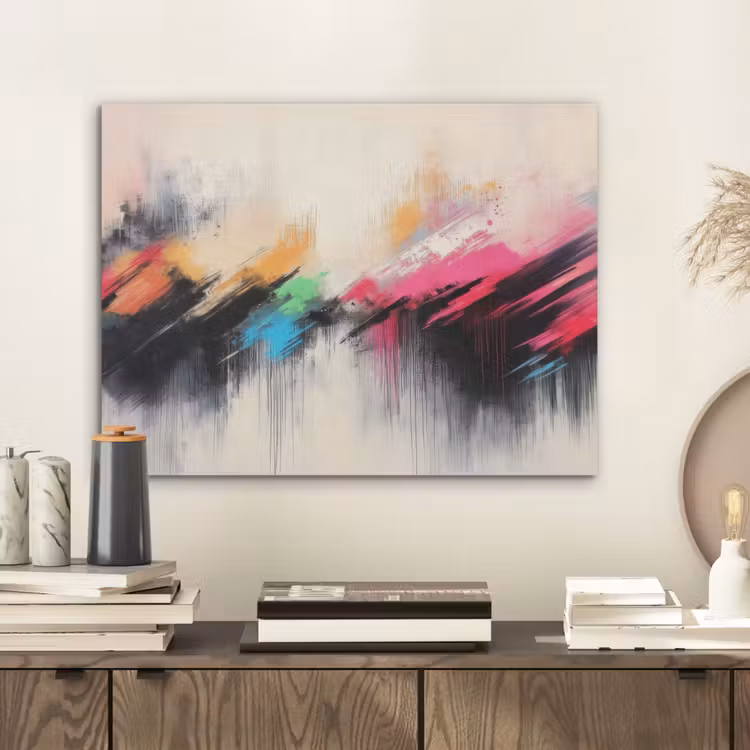 Dynamisch - Abstract - Kleurrijk - Zwart PET vilt klein -sfeer1