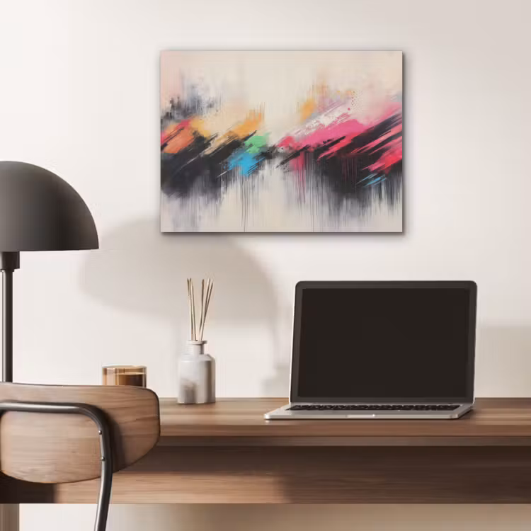 Dynamisch - Abstract - Kleurrijk - Zwart PET vilt klein -sfeer5