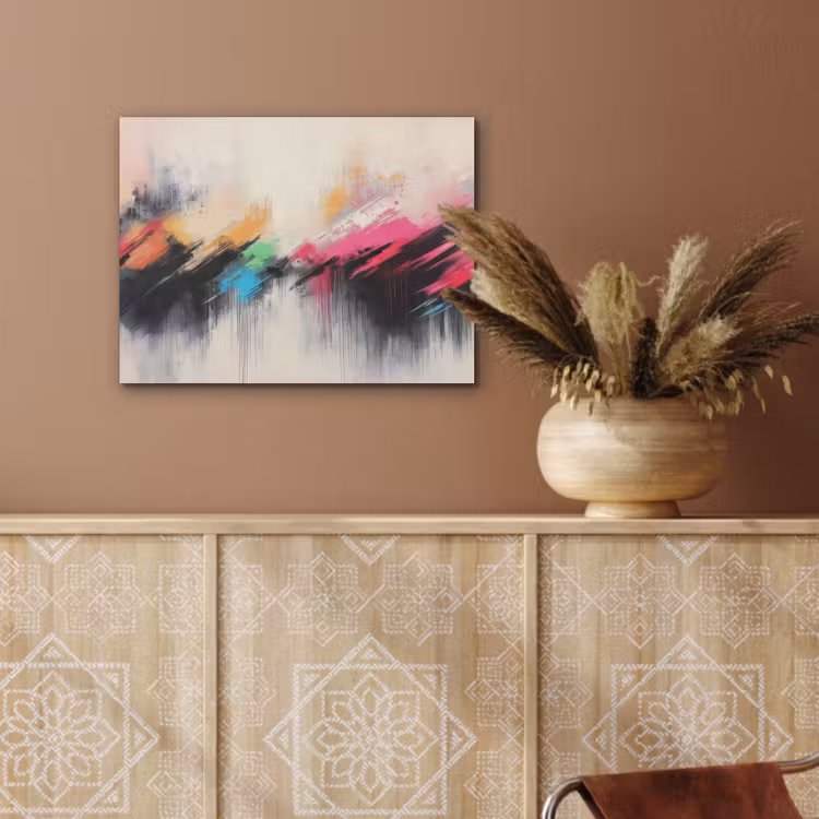 Dynamisch - Abstract - Kleurrijk - Zwart PET vilt klein -sfeer4