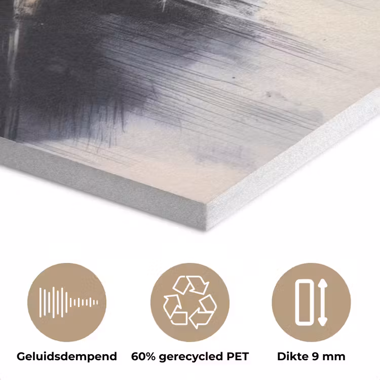 Dynamisch - Abstract - Kleurrijk - Zwart PET vilt klein -closeup_NL