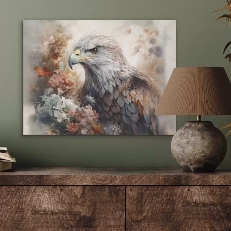 Arend - Adelaar - Vogel - Bloemen - Natuur PET vilt klein -sfeer2