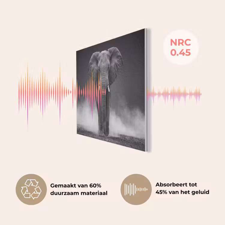 Olifant - Zwart - Wit - Rook PET vilt klein -USP_NL
