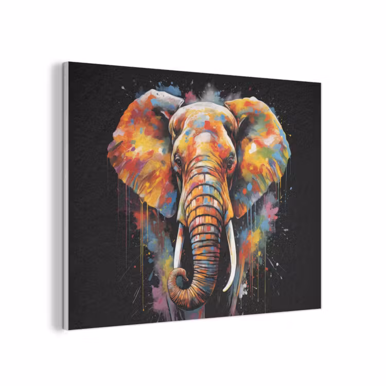Olifant - Graffiti - Zwart - Dieren - Kleuren PET vilt klein -3d