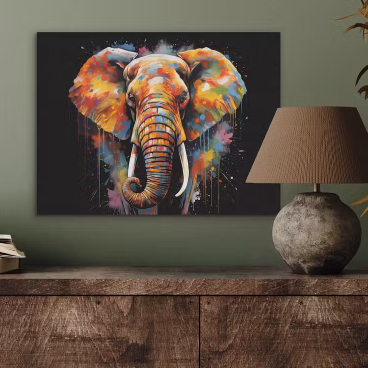 Olifant - Graffiti - Zwart - Dieren - Kleuren PET vilt klein -sfeer2