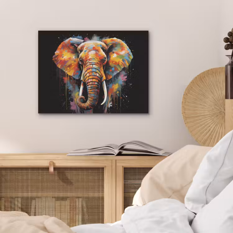 Olifant - Graffiti - Zwart - Dieren - Kleuren PET vilt klein -sfeer3