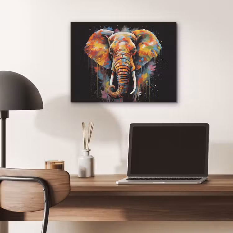 Olifant - Graffiti - Zwart - Dieren - Kleuren PET vilt klein -sfeer5