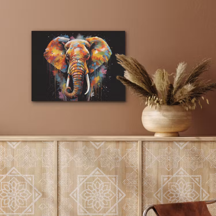 Olifant - Graffiti - Zwart - Dieren - Kleuren PET vilt klein -sfeer4
