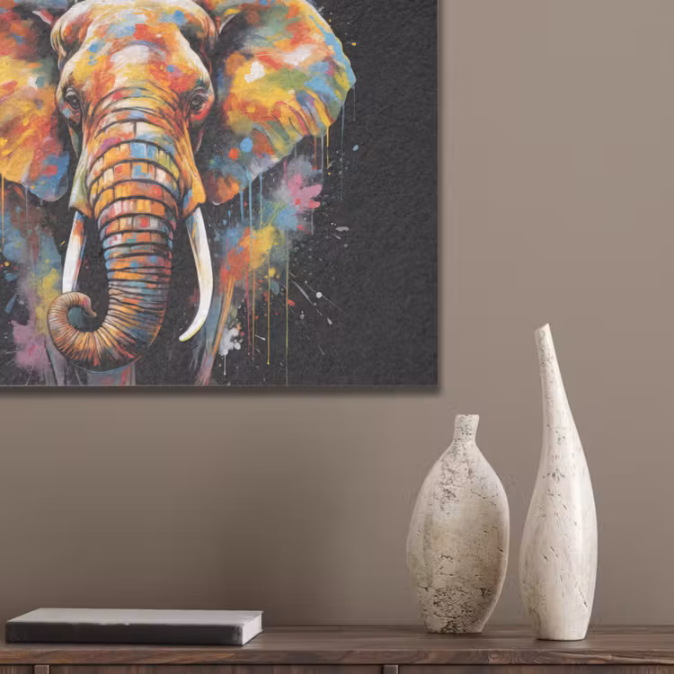 Olifant - Graffiti - Zwart - Dieren - Kleuren PET vilt klein -sfeer6_closeup