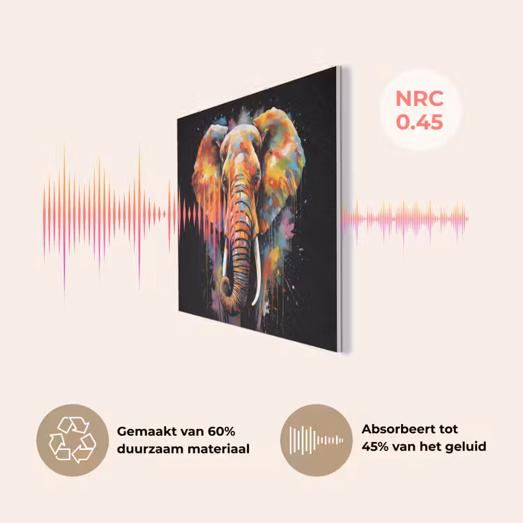 Olifant - Graffiti - Zwart - Dieren - Kleuren PET vilt klein -USP_NL