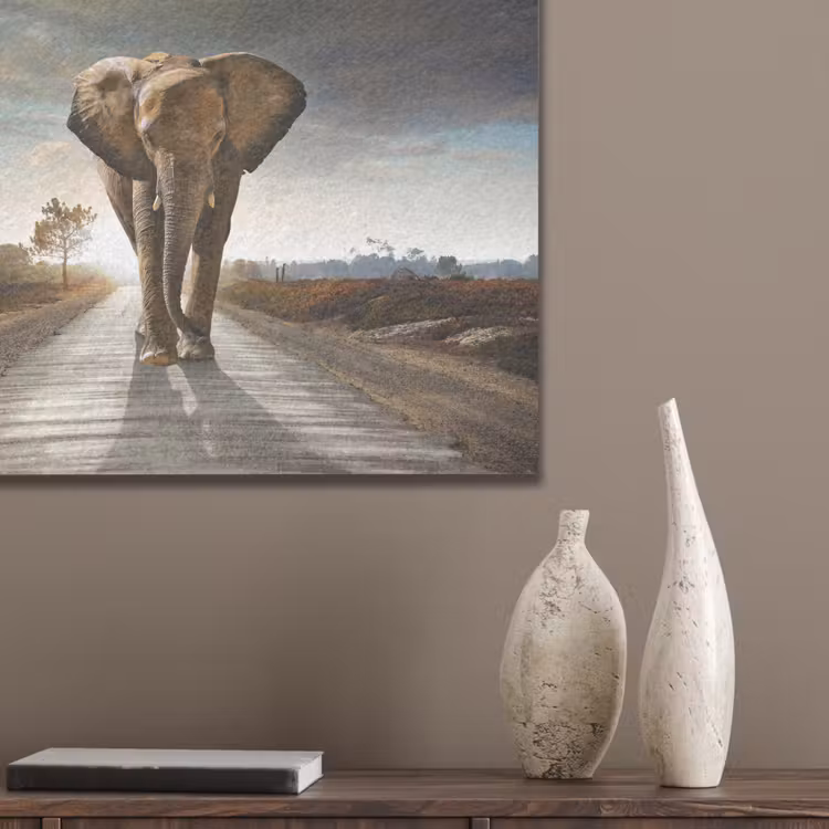 Olifant - Weg - Dieren - Zonsondergang - Landschap PET vilt klein -sfeer6_closeup