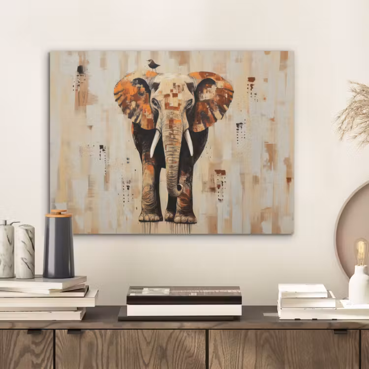 Olifant - Slurf - Mozaïek - Abstract PET vilt klein -sfeer1