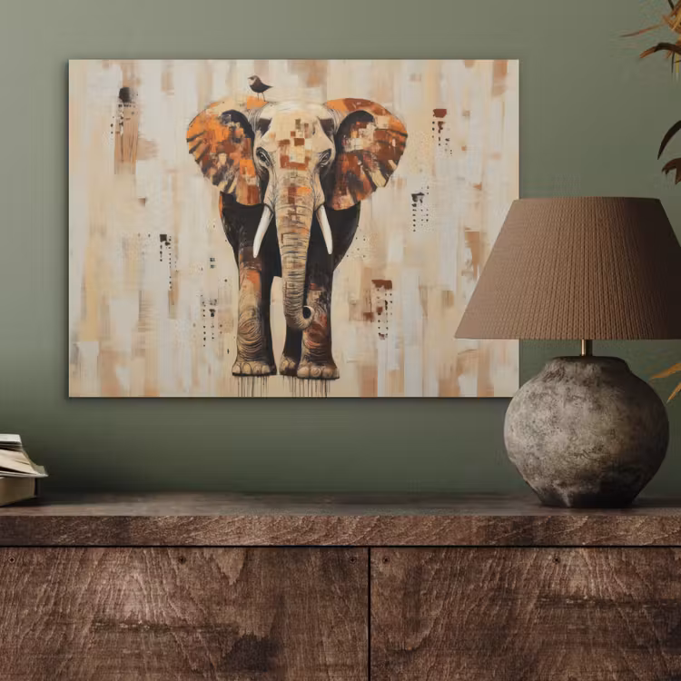 Olifant - Slurf - Mozaïek - Abstract PET vilt klein -sfeer2