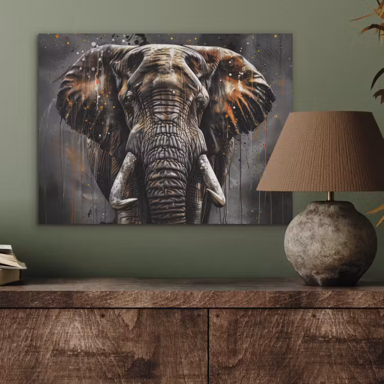 Olifant - Watercolor - Wilde dieren - Luxe PET vilt klein -sfeer2
