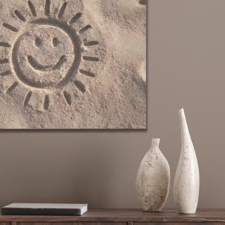 Gezichtje - Zon - Zand - Getekend PET vilt klein -sfeer6_closeup
