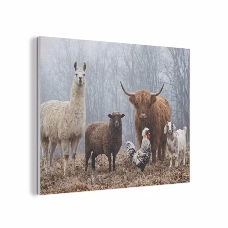 Boerderijdieren - Groep - Mist - Natuur - Rustiek PET vilt klein -3d