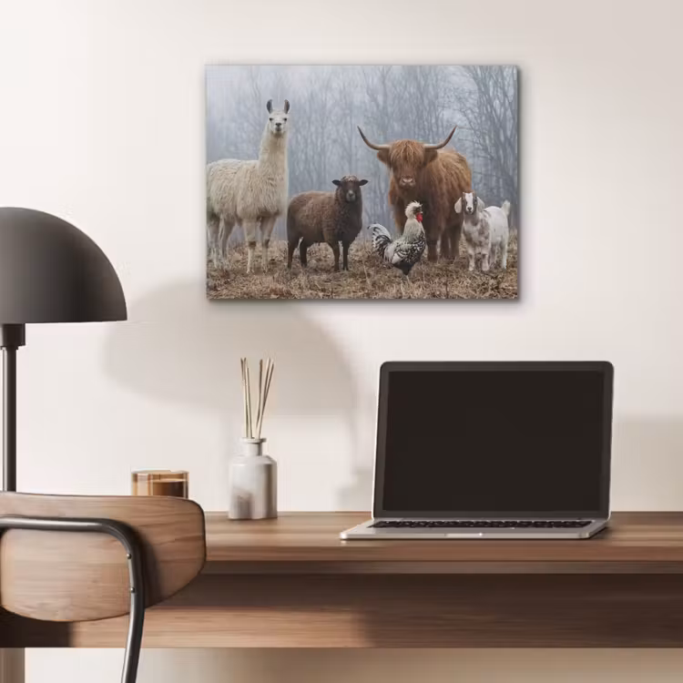 Boerderijdieren - Groep - Mist - Natuur - Rustiek PET vilt klein -sfeer5