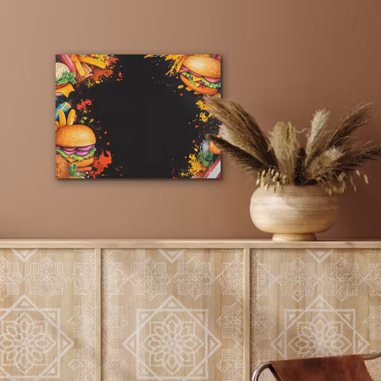 Fastfood - Graffiti - Hamburger - Eten - Modern PET vilt klein -sfeer4