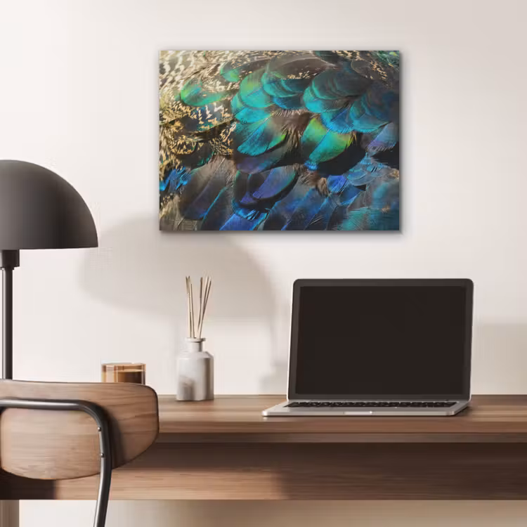 Veren - Pauwveren - Pauw - Blauw - Kunst PET vilt klein -sfeer5
