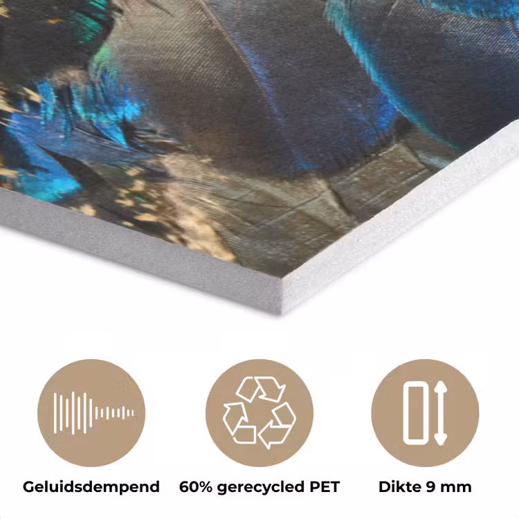 Veren - Pauwveren - Pauw - Blauw - Kunst PET vilt klein -closeup_NL