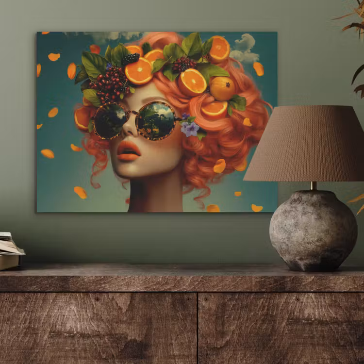 Vrouw - Sinaasappel - Bessen - Oranje PET vilt klein -sfeer2